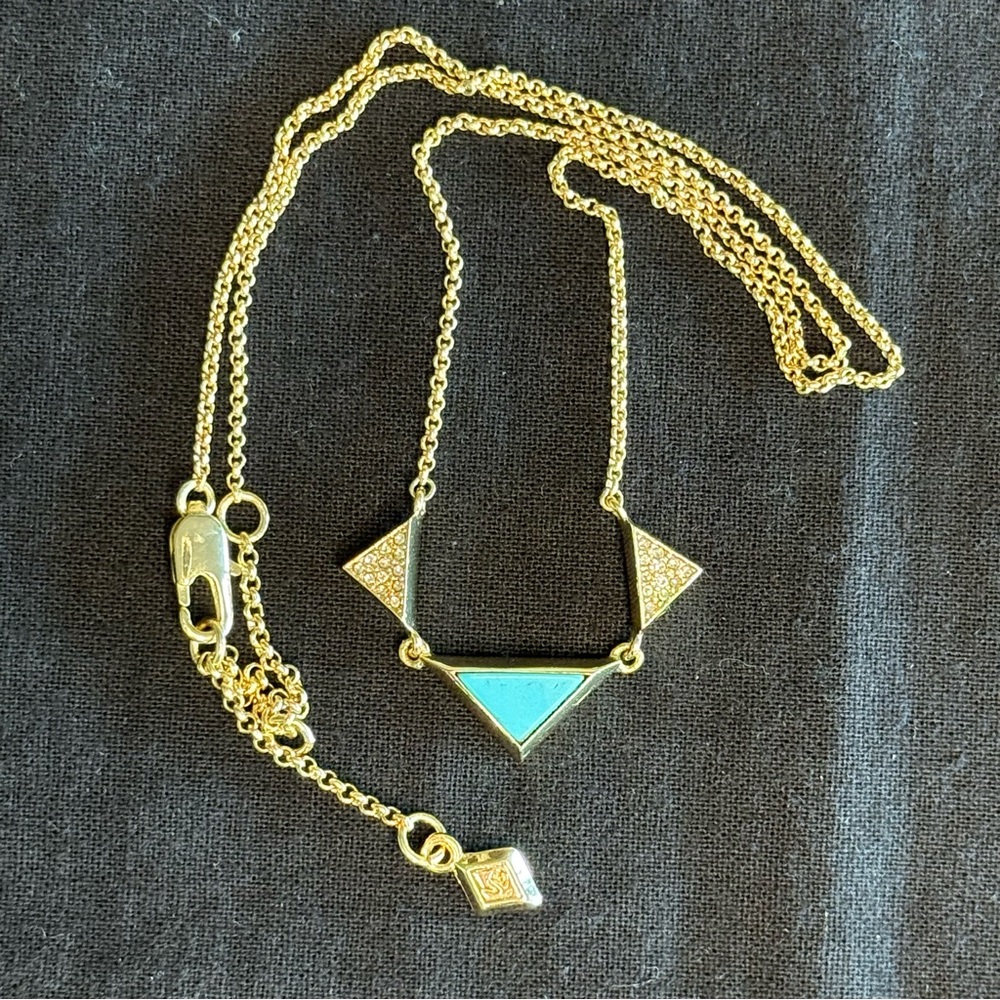Vera Bradley Turquoise & Pave Triangles Necklace